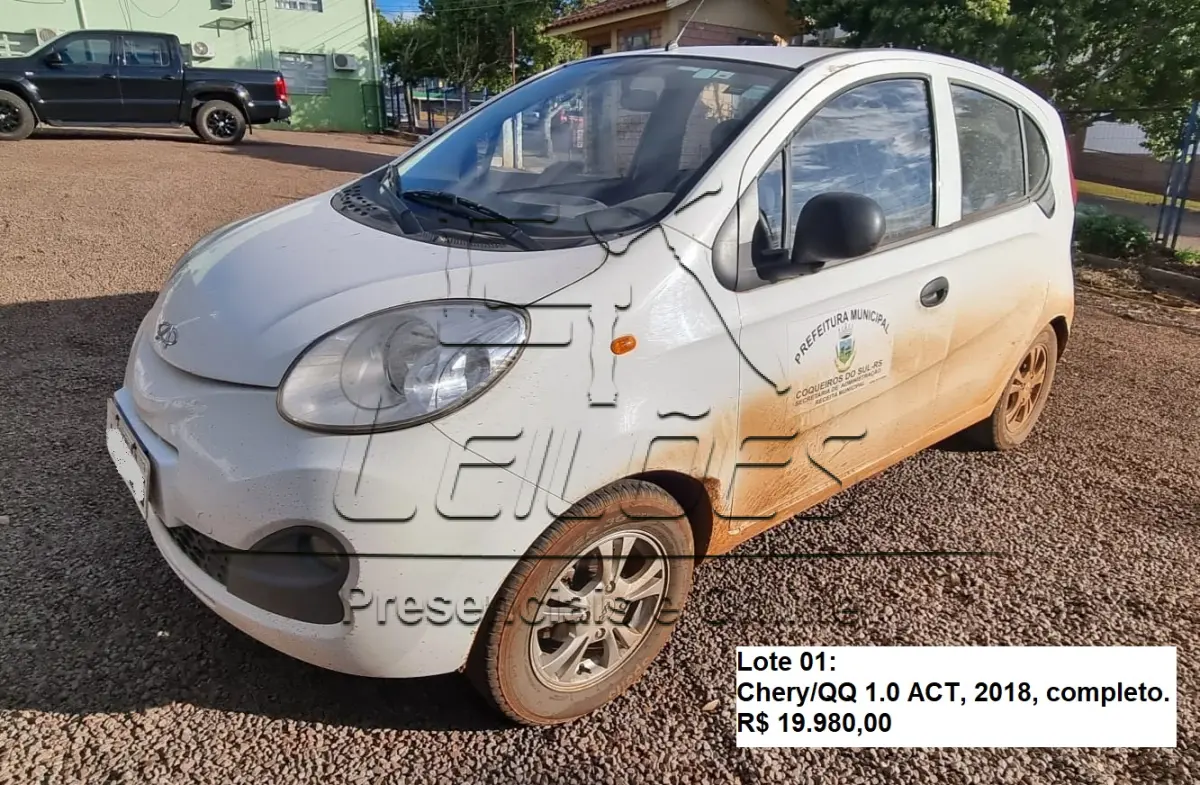 LOTE 01 - Automóvel Chery/QQ 1.0, ano/modelo 2017/2018, cor branca