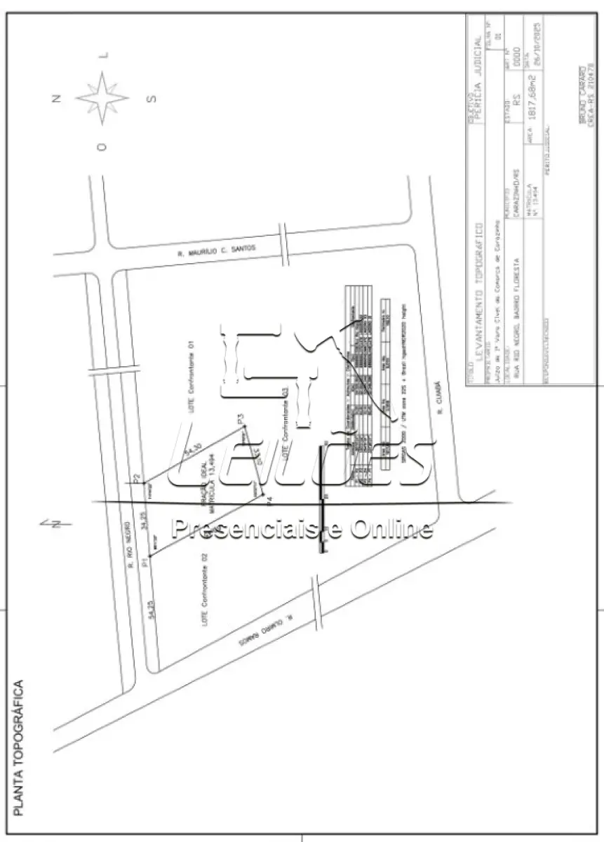 LOTE 002 - Direitos e ações sobre a fração ideal de terreno urbano com a área de 908,84m², situada na Rua Rio Negro, no Bairro Floresta, em Carazinho/RS, dentro de um todo maior objeto da matrícula nº 13.494 do Reg. de Imóveis de Carazinho, lote 28 da quadra 91 no setor 01