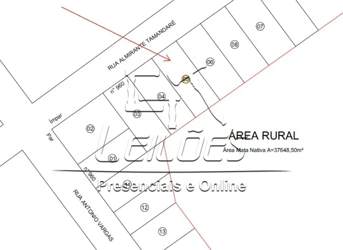 LOTE 791 - Terreno urbano com a área de 555m², sem benfeitorias, situado na Rua Almirante Tamandaré, lote 05 da quadra 147, Bairro Loeff, na cidade de Carazinho/RS