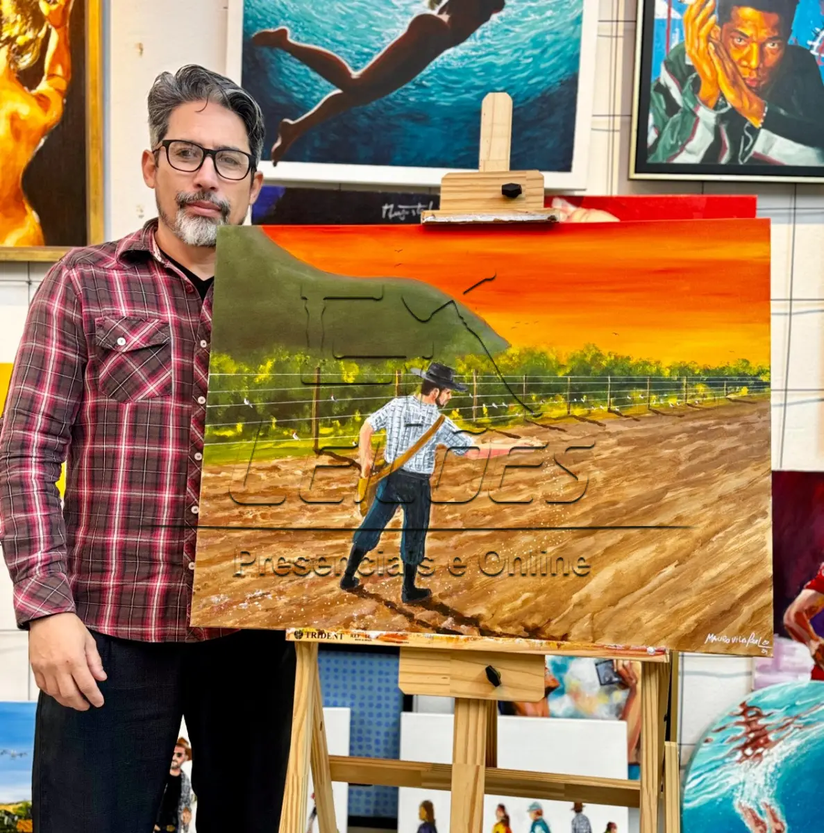 LOTE Único - Obra de arte da 23ª Seara da Canção Gaúcha* Artista plástico: Mauro Vila Real * Obra em acrílica sobre tela. Dimensão: 80cm x 60cm