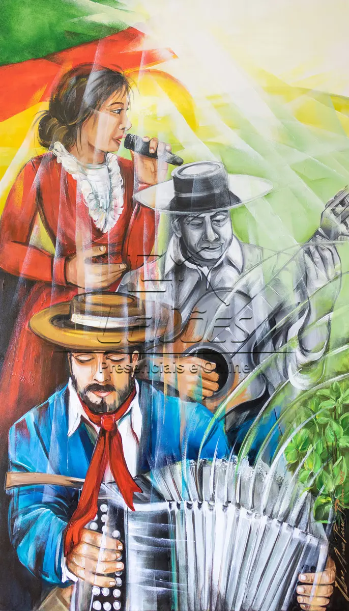 LOTE Único - Obra de arte da 22ª Seara da Canção Gaúcha* Artista plástica: Ilse Ana Piva Paim * Obra em acrílica sobre tela. Dimensão: 140cm x 80cm