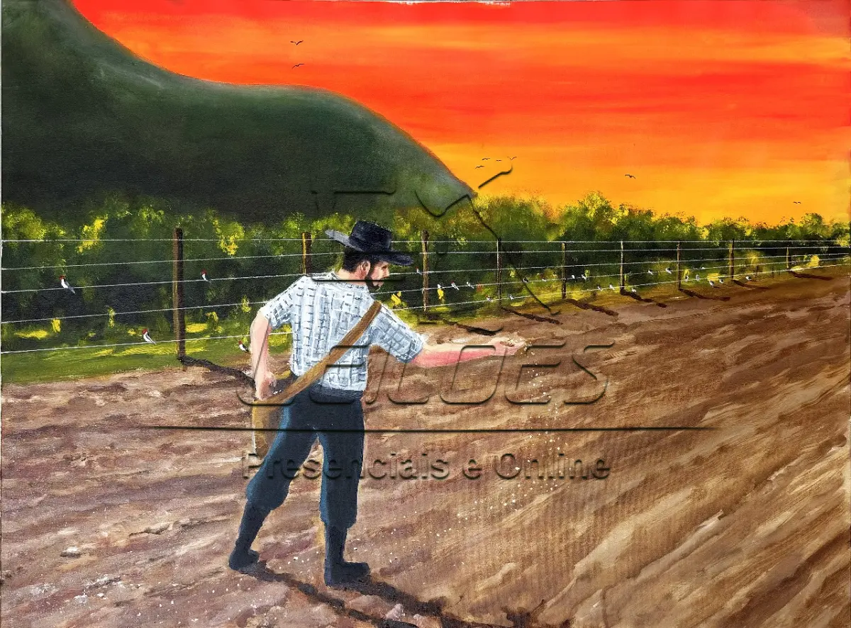 LOTE Único - Obra de arte da 23ª Seara da Canção Gaúcha* Artista plástico: Mauro Vila Real * Obra em acrílica sobre tela. Dimensão: 80cm x 60cm
