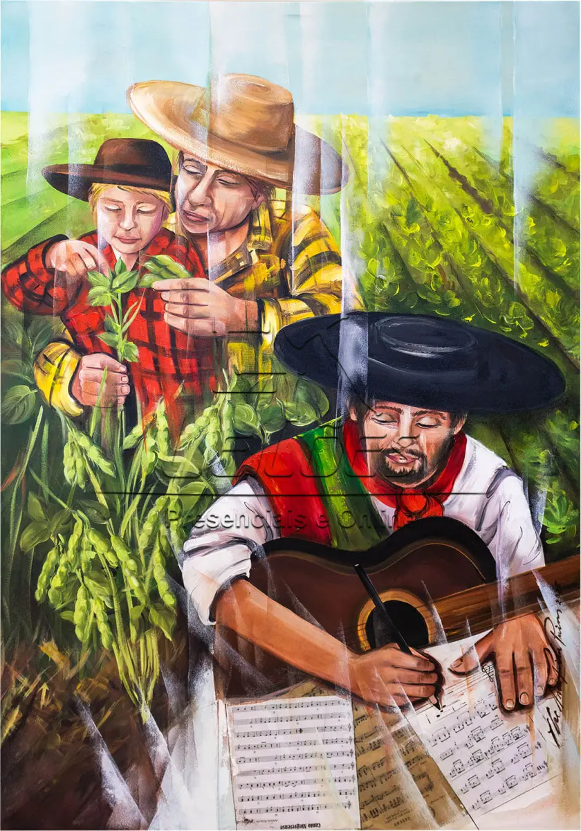 LOTE Único - Obra de arte da 24ª Seara da Canção Gaúcha  *   Artista plástica: Ilse Ana Piva Paim   *   Obra em acrílica sobre tela. Dimensão: 120cm x 80cm.