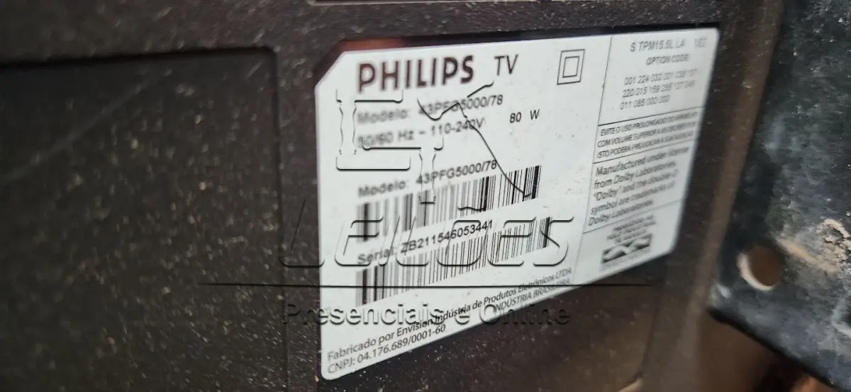 LOTE 040 - Televisor Philips 43 polegadas