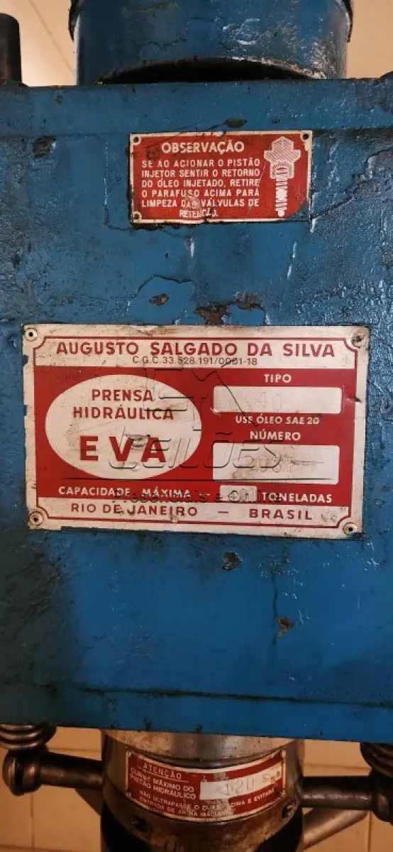 LOTE 118 - Prensa hidráulica da marca EVA, 40 toneladas