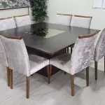 CONJUNTO DE JANTAR (MESA DE 1,60X1,60 COM 8 CADEIRAS)